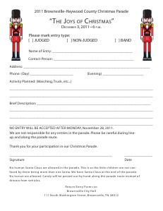 Christmas Parade Form