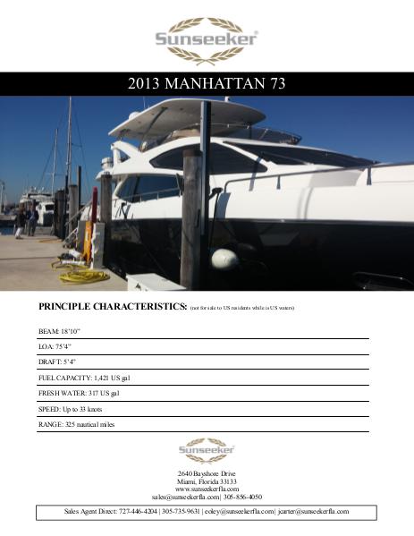 2013 Sunseeker Manhattan 73 For Sale 1