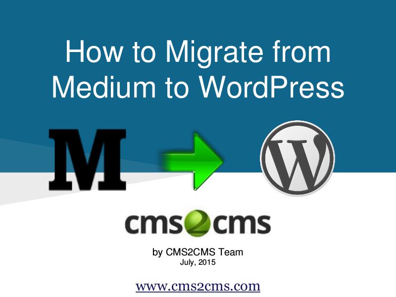 How to Migrate from Medium to WordPress August, 2015.