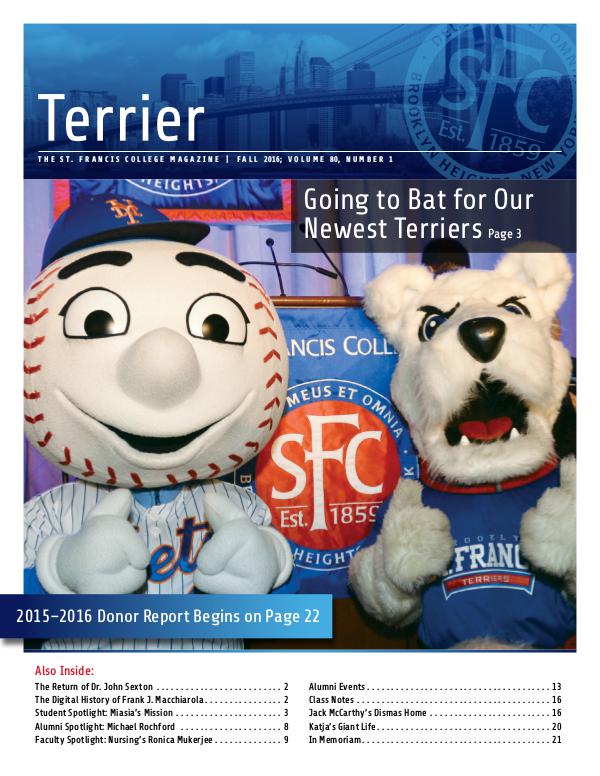 Terrier Volume 80, Number 1 - Fall 2016