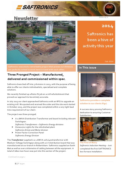 Saftronics Newletter 1. 2014 Apr. 2014