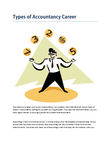 Types of Accountancy Careers - Mar. 2014