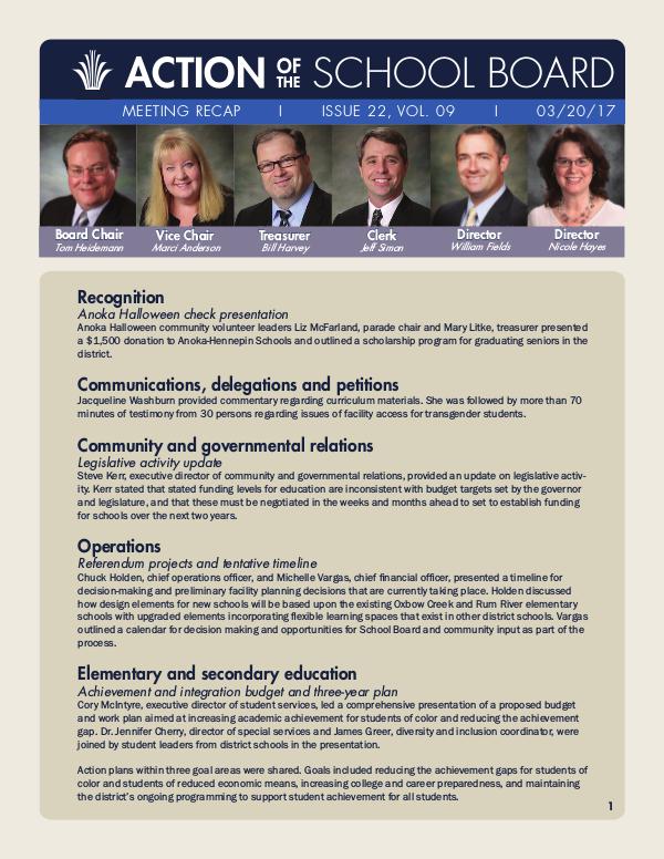 Action of the School Board 03/20/17
