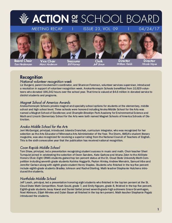 Action of the School Board 04/24/17