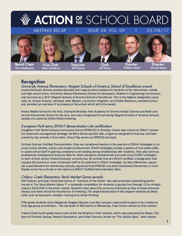 Action of the School Board 05/08/17