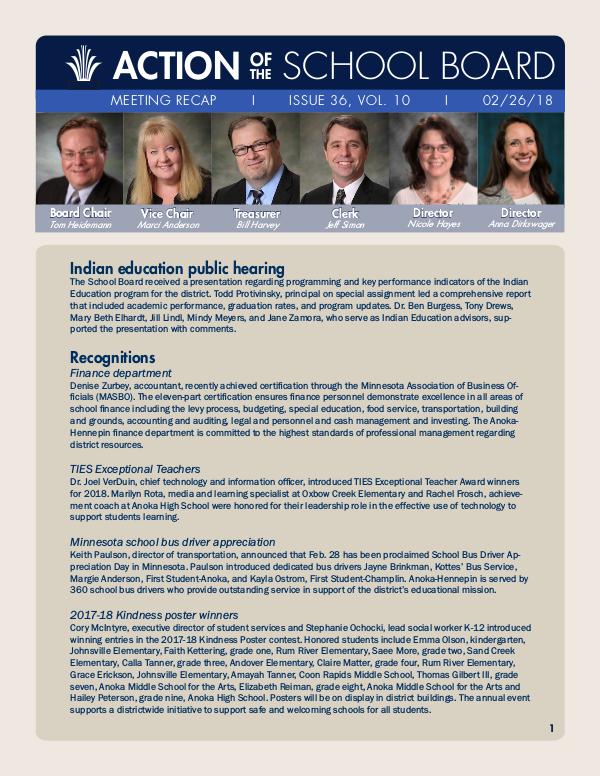 Action of the School Board 02/26/18