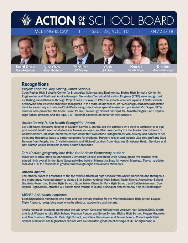 Action of the School Board 04/24/18