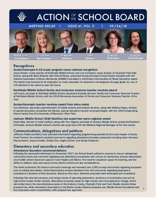 Action of the School Board 09/28/2018