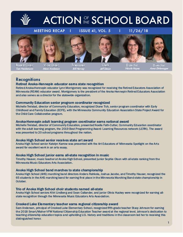 Action of the School Board 11/26/2018