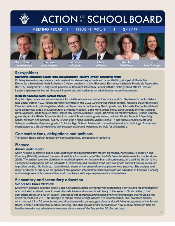 Action of the School Board 02/04/2019
