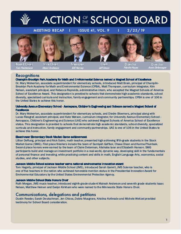 Action of the School Board 02/25/2019