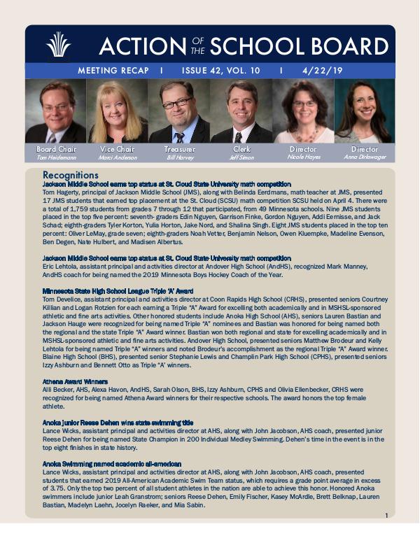 Action of the School Board 04/22/2019