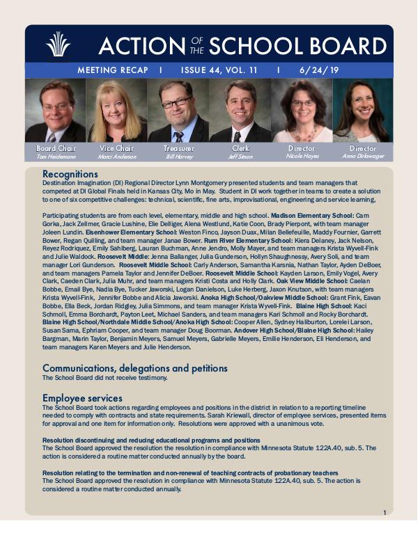 Action of the School Board 06/24/2019