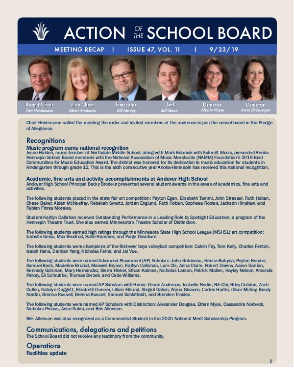 Action of the School Board 09/23/2019