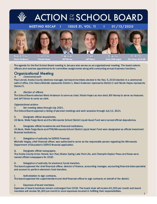 Action of the School Board 01/13/2020