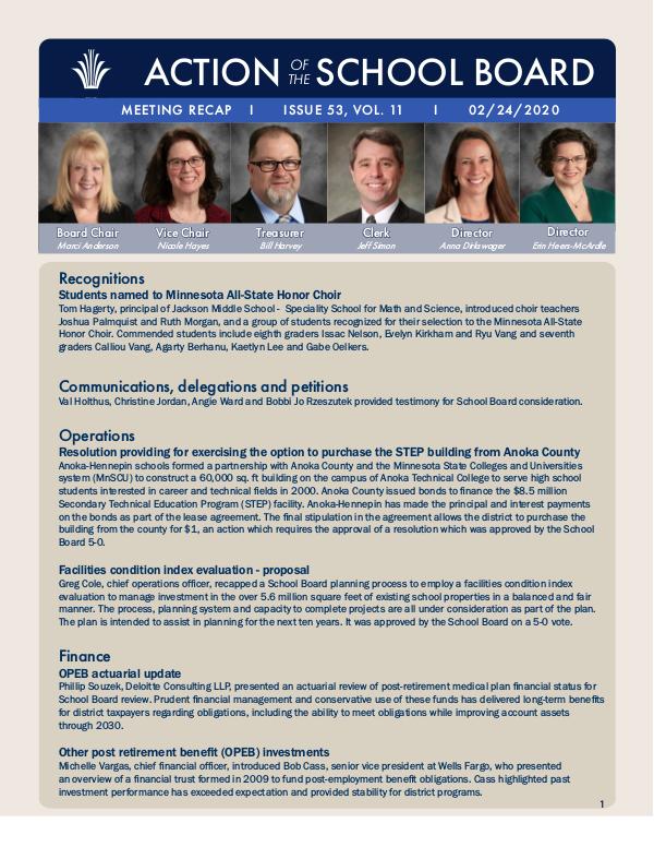 Action of the School Board 02/24/2020