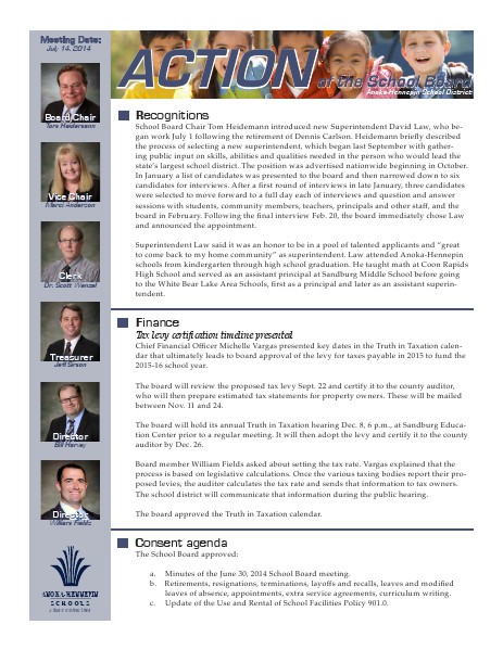 Action of the School Board 07/14/14