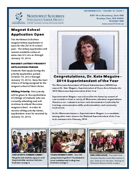 NWSISD newsletter - November 2013