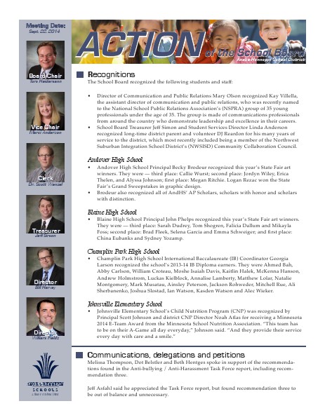 Action of the School Board 09/22/14