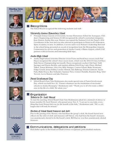Action of the School Board 11/24/14