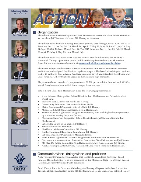Action of the School Board 01/12/15