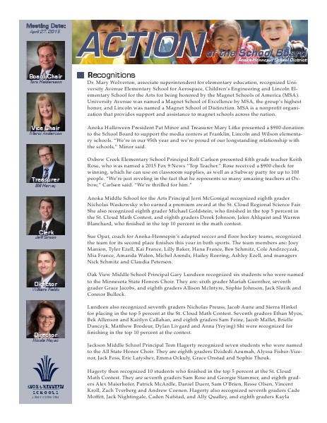 Action of the School Board 04/27/15