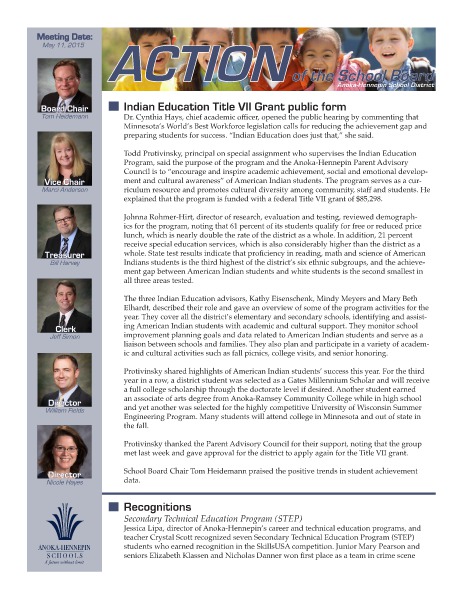 Action of the School Board 05/11/15