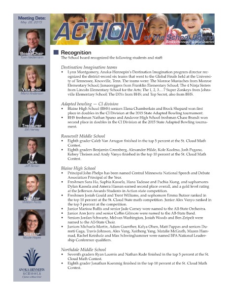 Action of the School Board 05/26/15