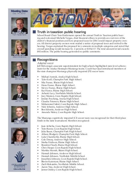 Action of the School Board 12/14/15