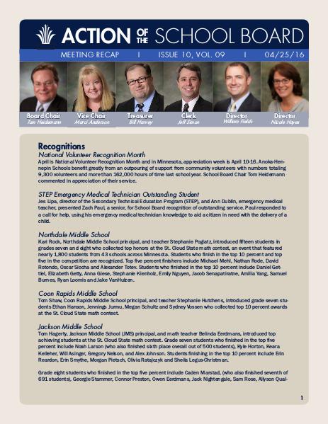 Action of the School Board 04/25/16