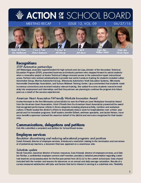 Action of the School Board 06/27/16