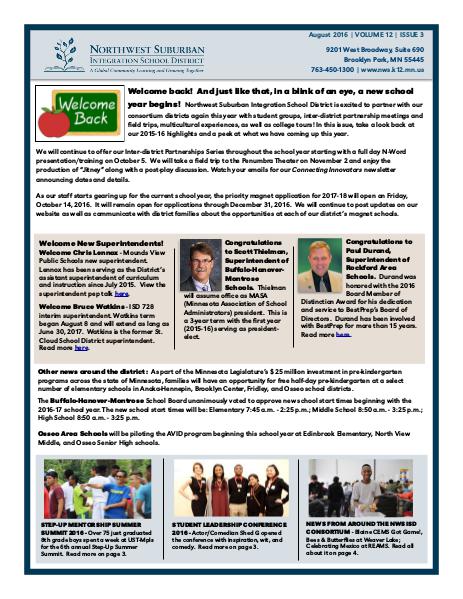 NWSISD newsletter - August 2016