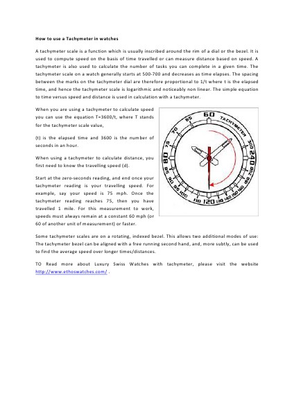 How to use a Tachymeter in watches 1