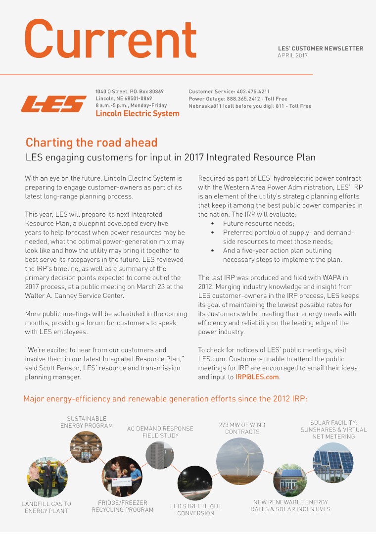 Current  | LES Customer Newsletter Current - April 2017