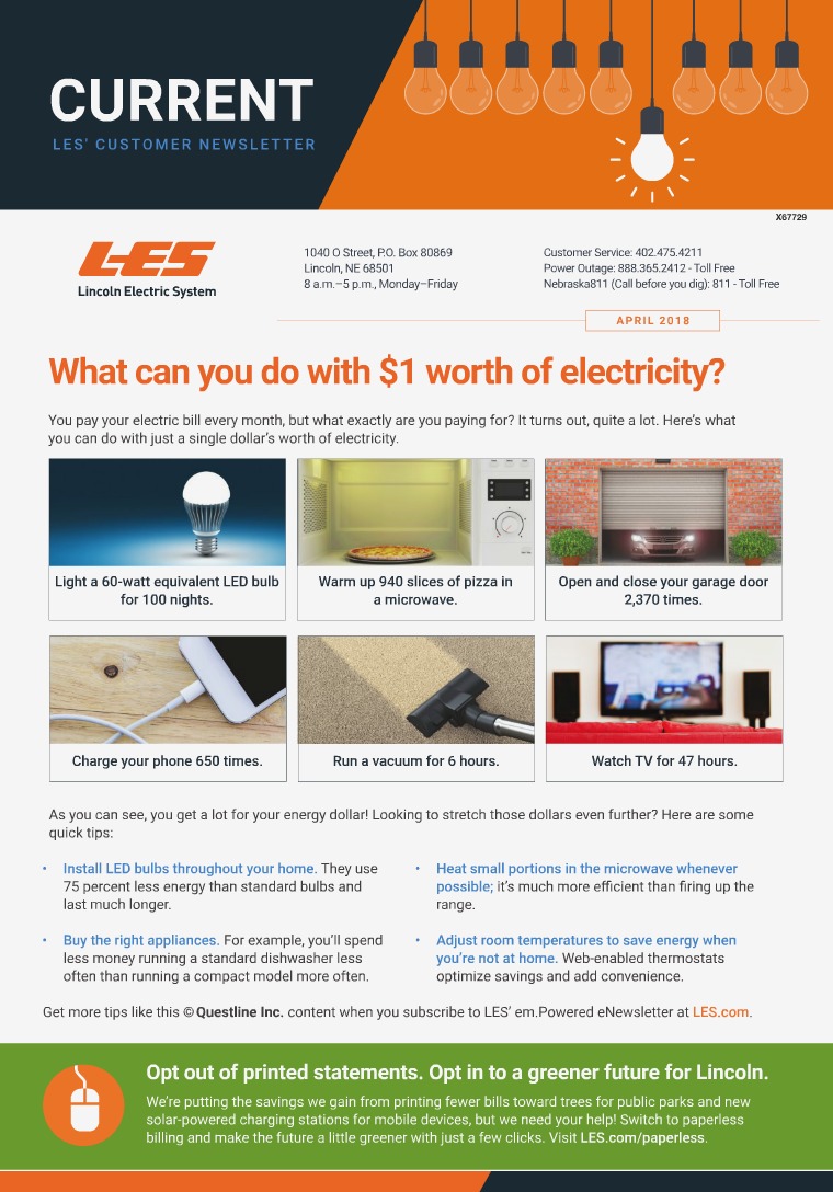 Current  | LES Customer Newsletter Current - April 2018