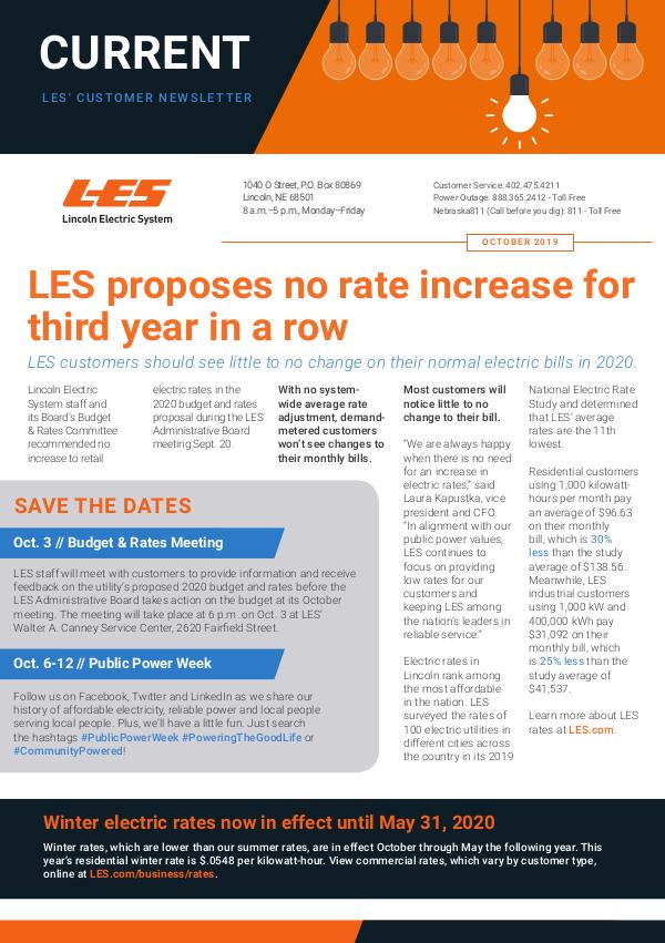 Current  | LES Customer Newsletter Current - October 2019