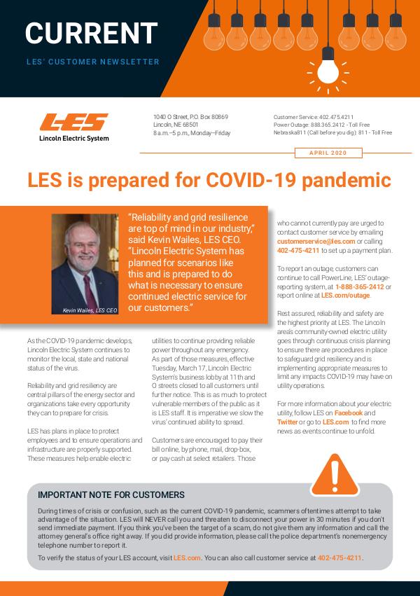 Current  | LES Customer Newsletter Current - April 2020