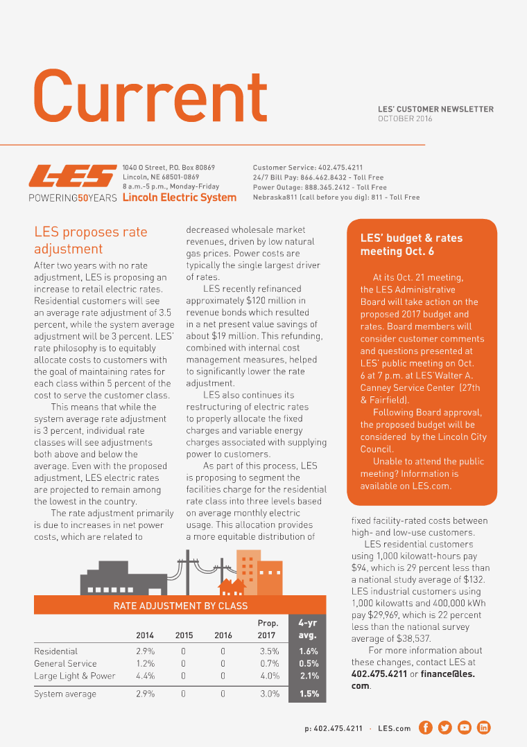 Current  | LES Customer Newsletter Current - October 2016