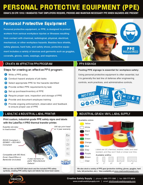 Personal Protective Equipment (PPE) - Creative Safety Supply April 2014