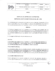 APERTURA DE UN PROCESO CONTRACTUAL