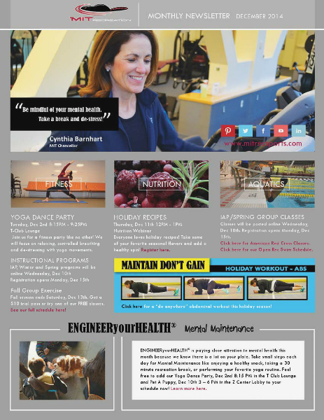 MIT Recreation Monthly Newsletter December 2014