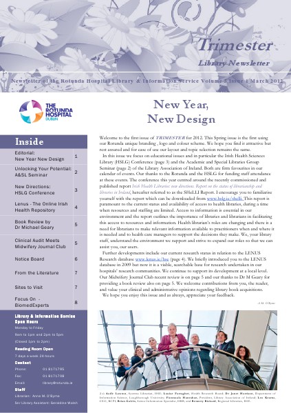 TRIMESTER - Rotunda Library Newsletter March 2012