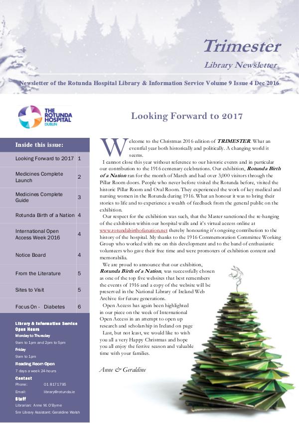 TRIMESTER - Rotunda Library Newsletter December 2016