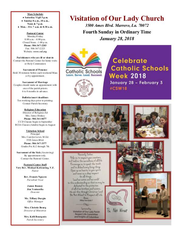 VOL Parish Weekly Bulletin January 28, 2018