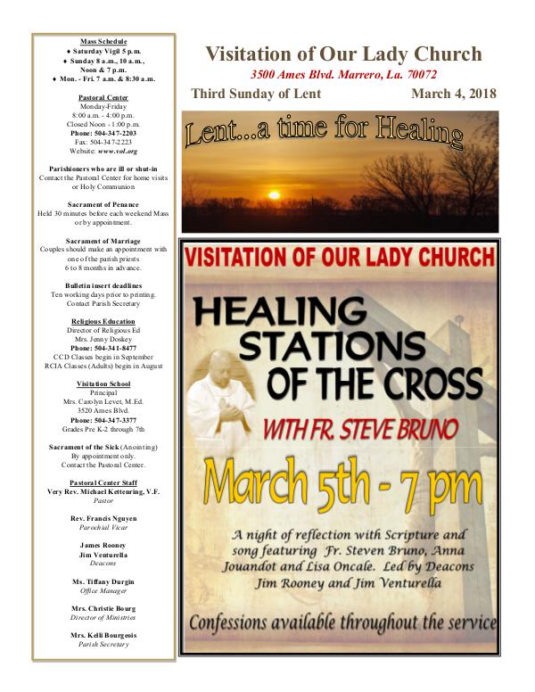 VOL Parish Weekly Bulletin March 4, 2018