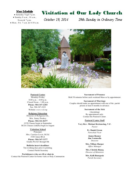 October 19, 2014 Bulletin