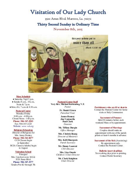 VOL Parish Weekly Bulletin November 8, 2015