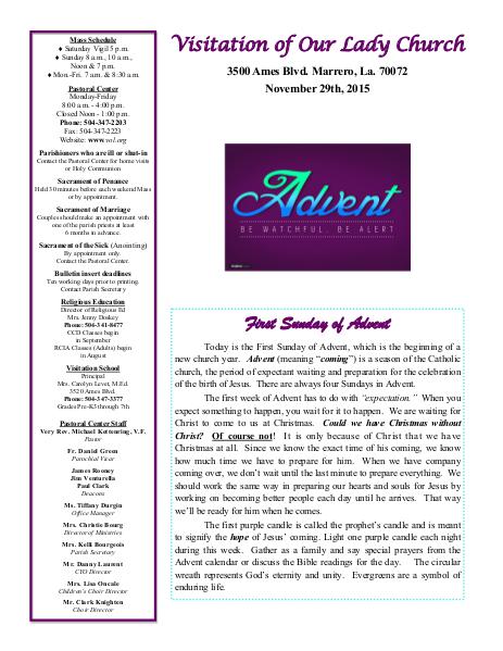 VOL Parish Weekly Bulletin November 29, 2015