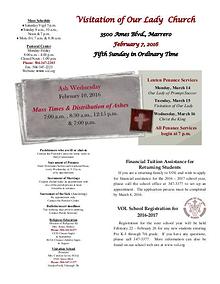 VOL Parish Weekly Bulletin