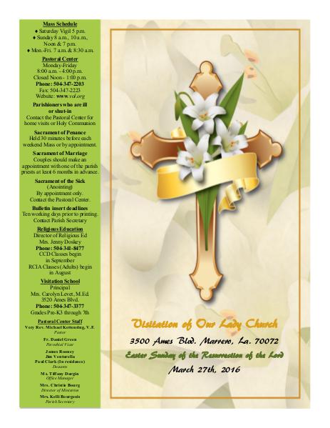 VOL Parish Weekly Bulletin March 27, 2016